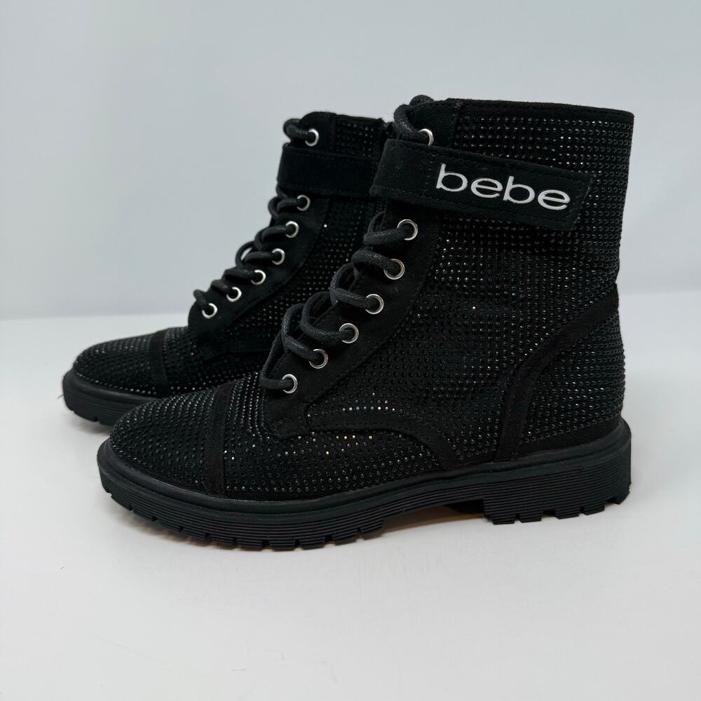 Bebe Combat Boots Women's 6 Side Zip Dayani-J Boot Beaded - Picture 5 of 10